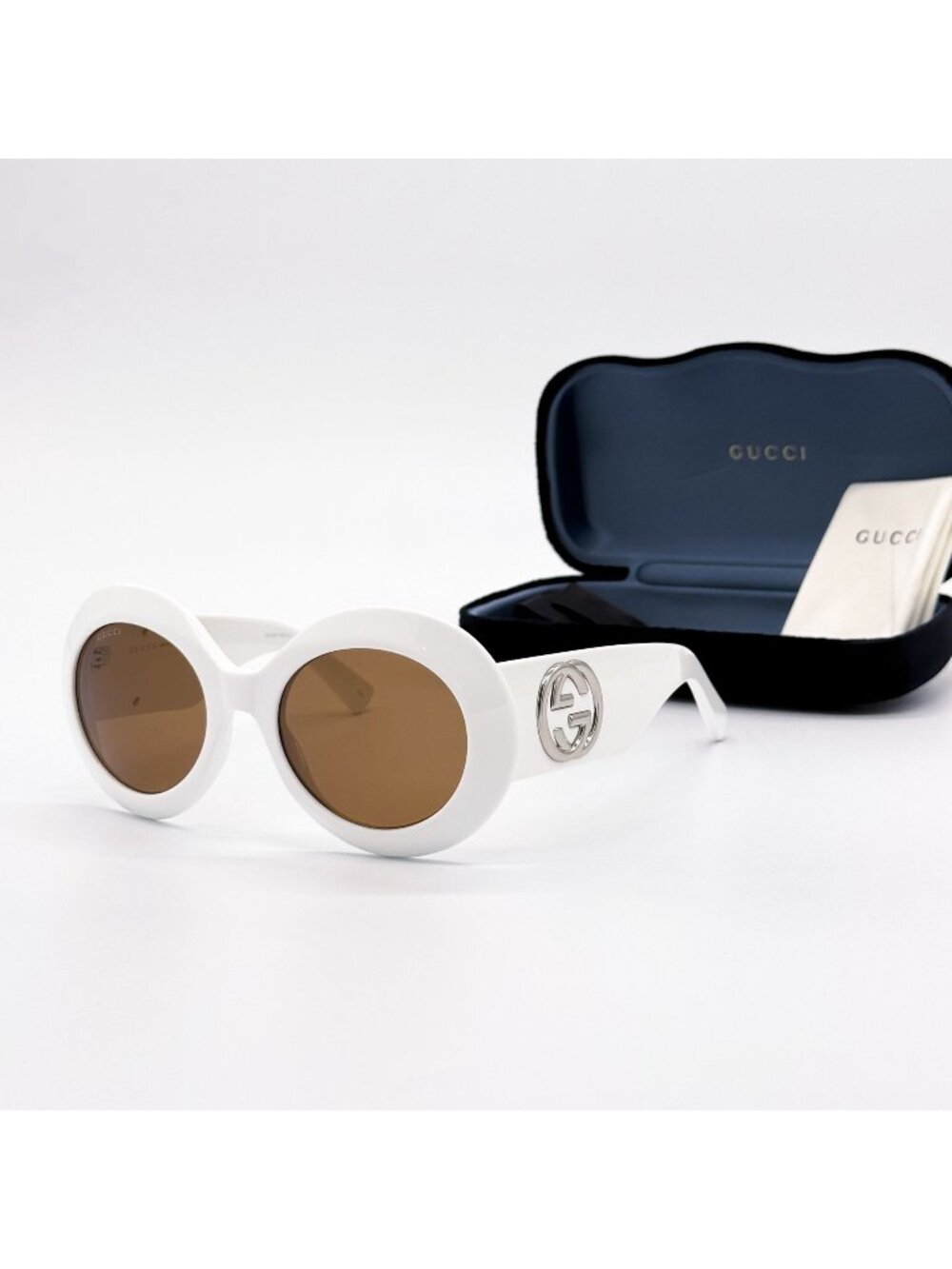 NEW GUCCI SUNGLASSES GG1647S 003 WOMEN ROUND WHITE BROWN EYEWEAR